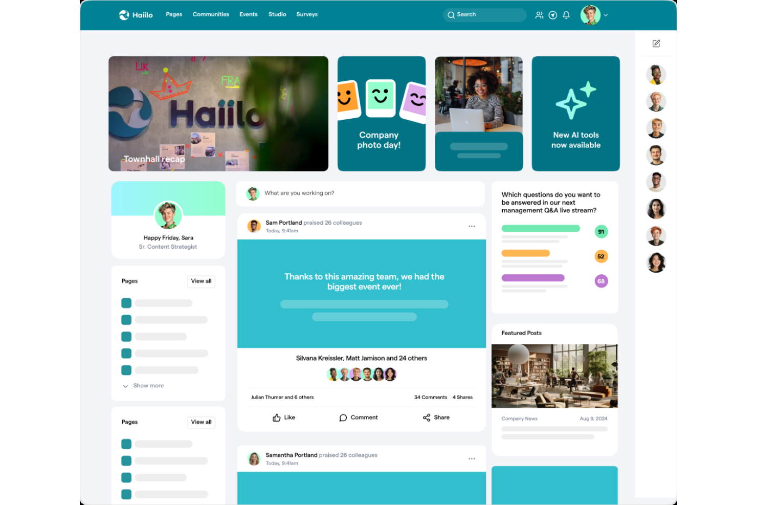 Haiilo screenshot - 10 mejores alternativas a Happeo analizadas en 2026