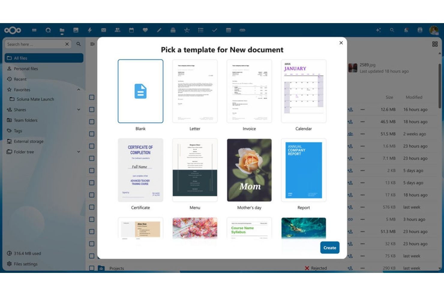 Nextcloud screenshot - Le 10 migliori alternative a Google Docs recensite nel 2026