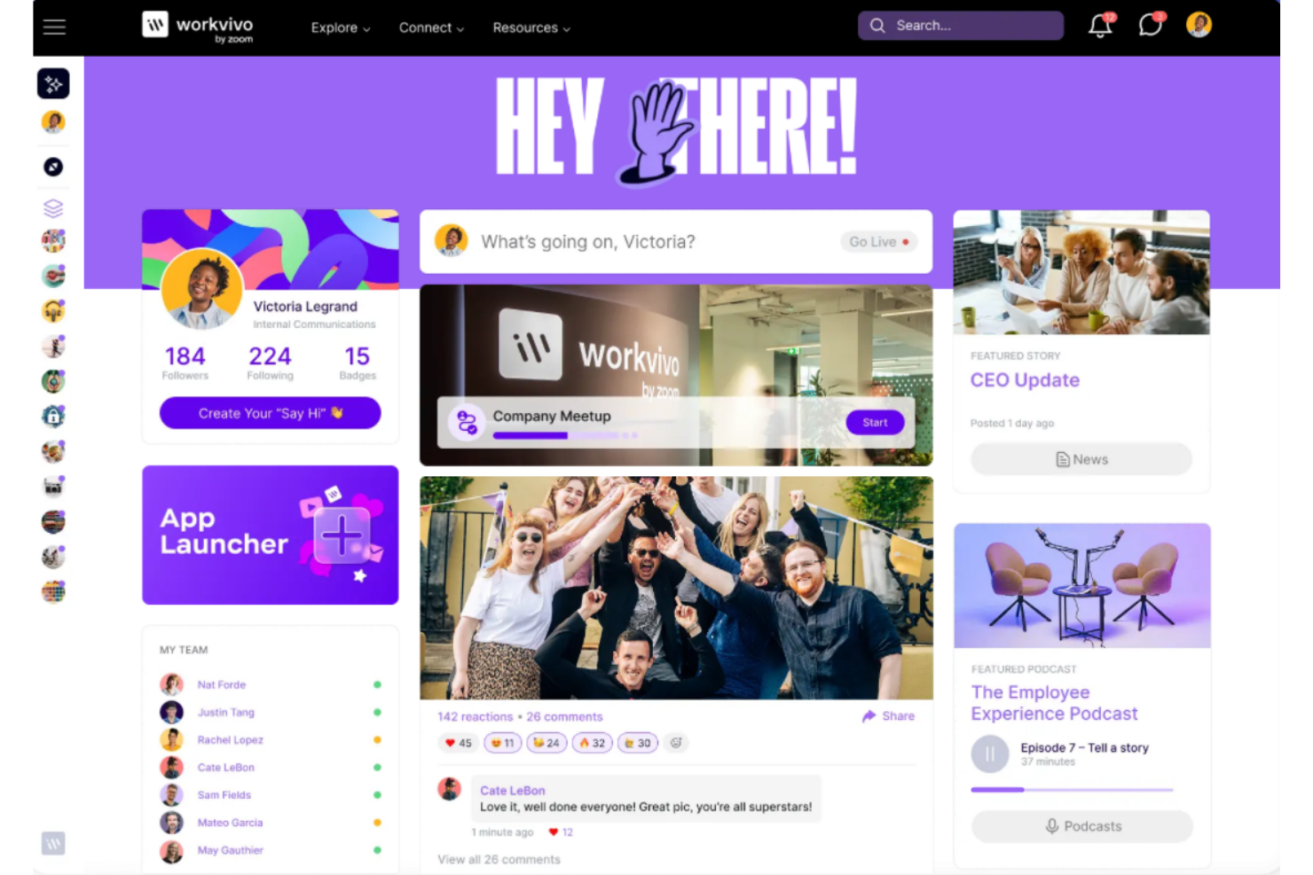 Workvivo screenshot - 10 mejores alternativas a Happeo analizadas en 2026