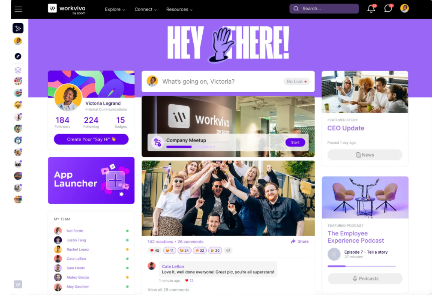 Workvivo screenshot - Le 10 migliori alternative a Happeo recensite nel 2026