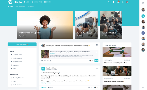 Haiilo screenshot - 10 meilleurs concurrents de Workvivo examinés en 2026