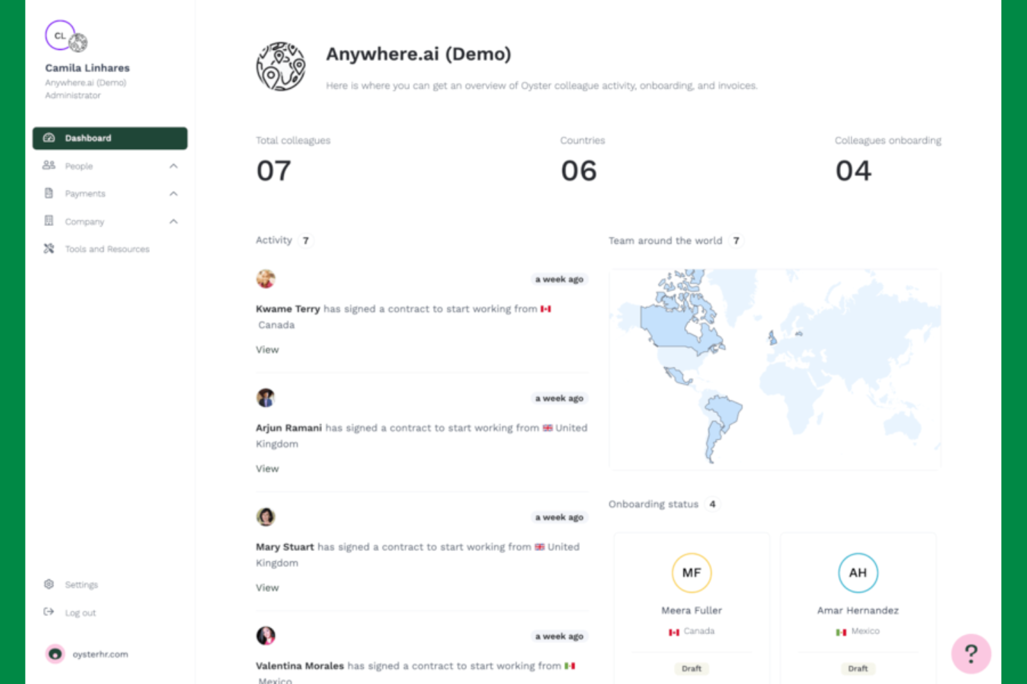 Oyster screenshot - 10 Beste concurrenten van Insperity beoordeeld in 2026