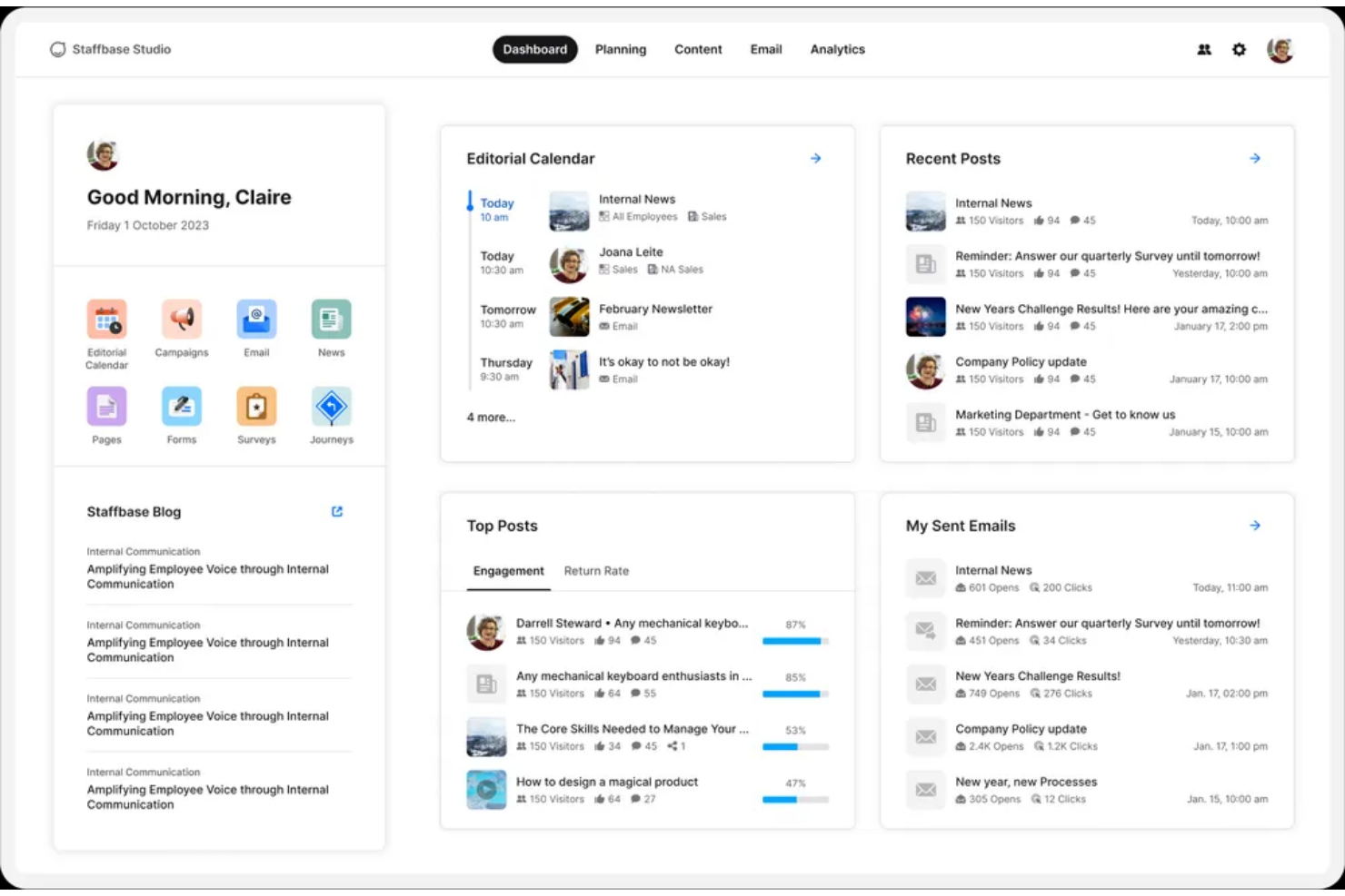 Staffbase screenshot - 10 beste Alternativen zu Happeo im Test 2026