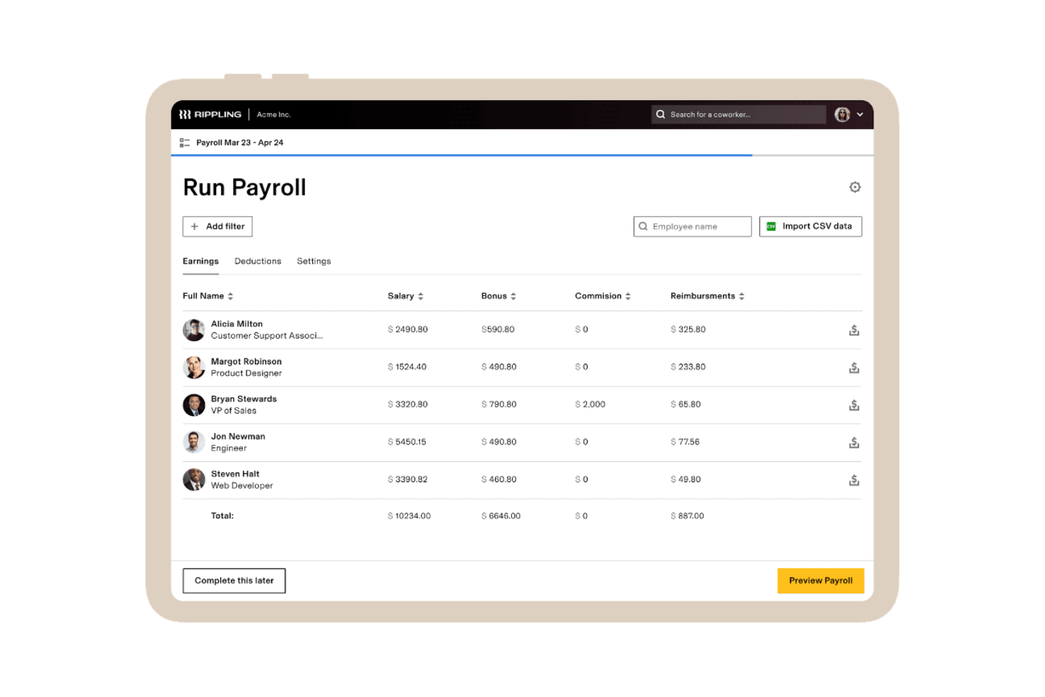 Rippling screenshot - 10 migliori concorrenti di Onpay recensiti nel 2026