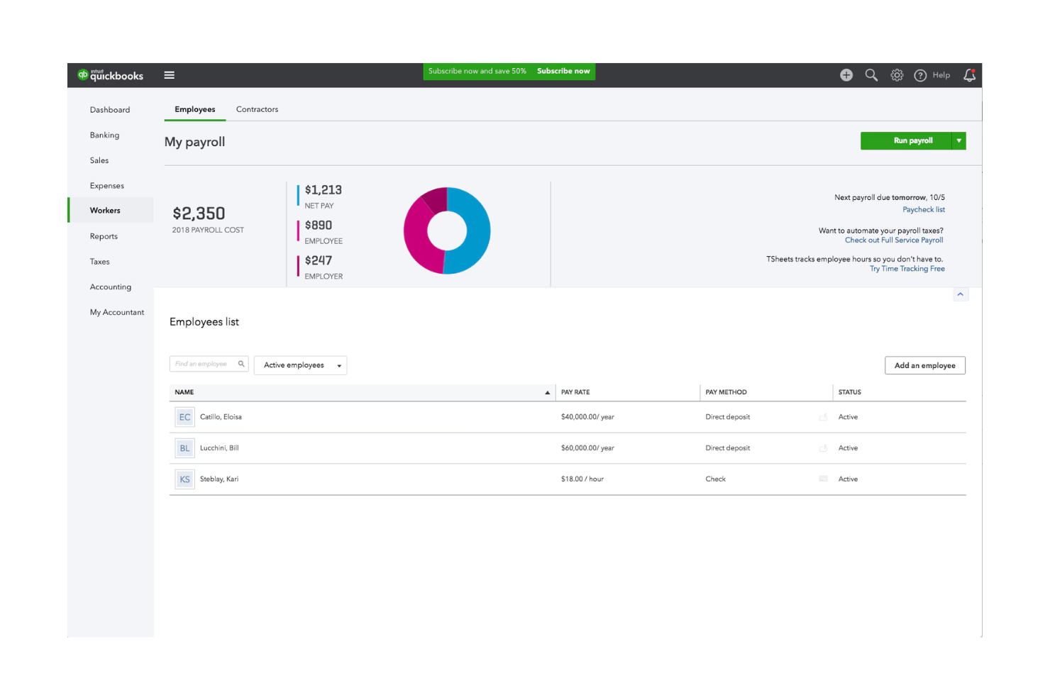 QuickBooks Online screenshot - 10 beste concurrenten van OnPay beoordeeld in 2026