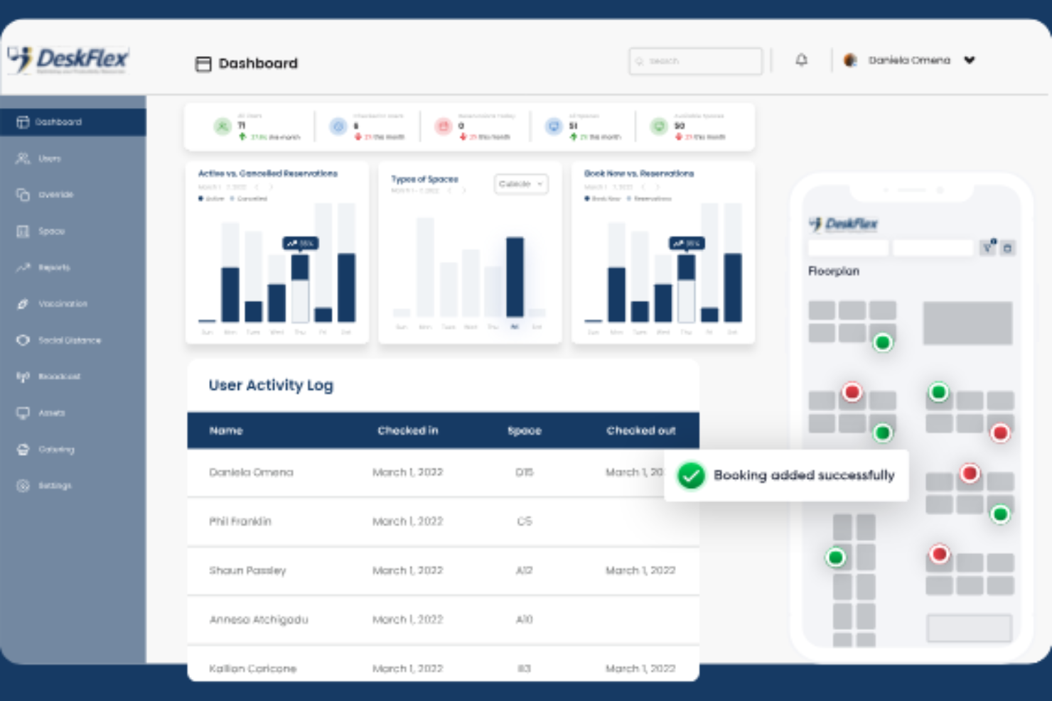 DeskFlex screenshot - 10 meilleures alternatives à Kadence passées en revue en 2026
