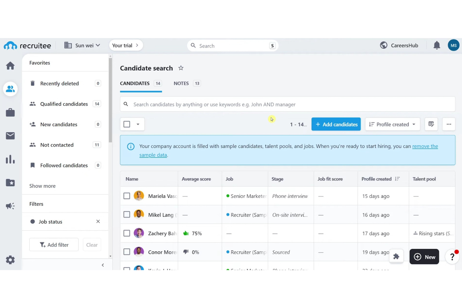 Recruitee screenshot - Die 10 besten Alternativen zu Zoho Recruit im Test 2026