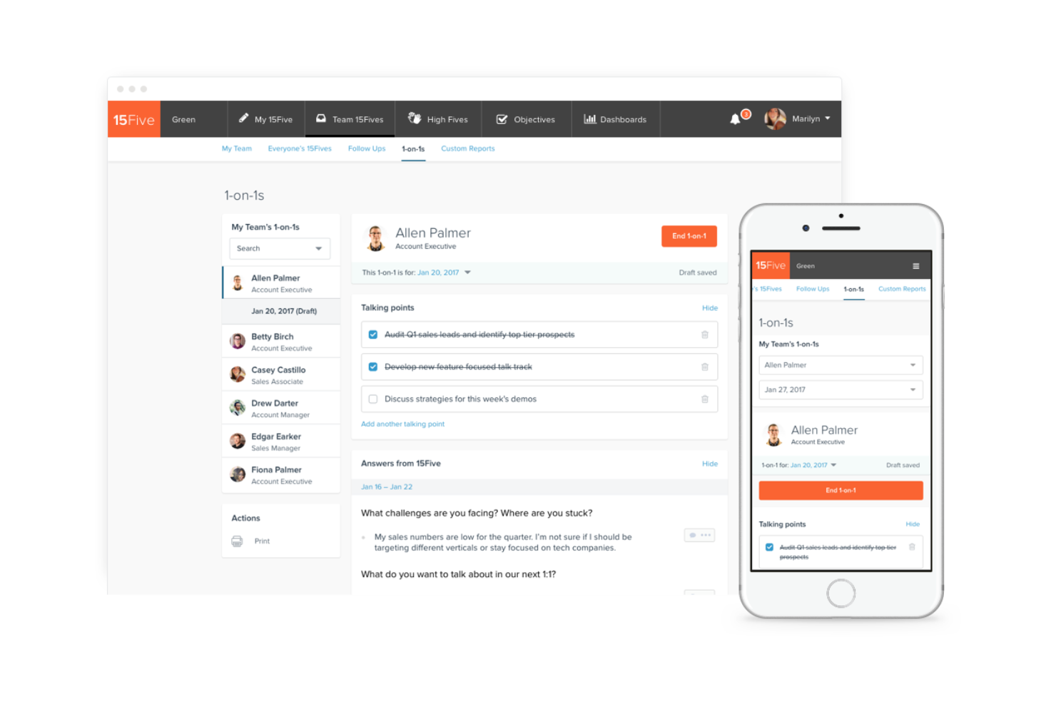 15Five screenshot - Los 10 Mejores Competidores de PerformYard Evaluados en 2026