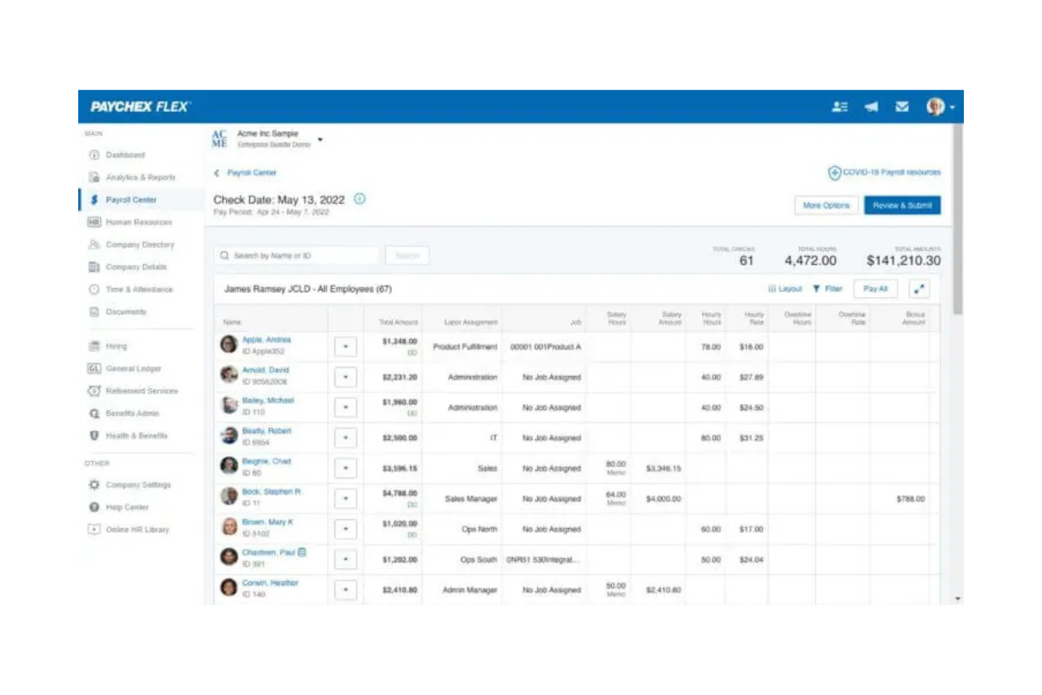 Paychex screenshot - 10 meilleurs concurrents de Paycom évalués en 2026