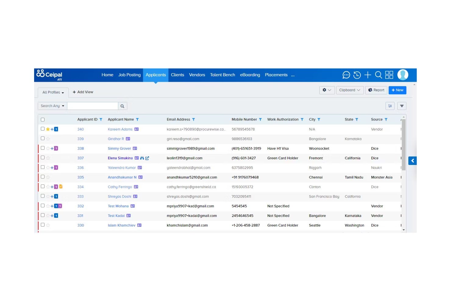 Ceipal ATS screenshot - Die 10 besten Manatal-Alternativen im Test 2026