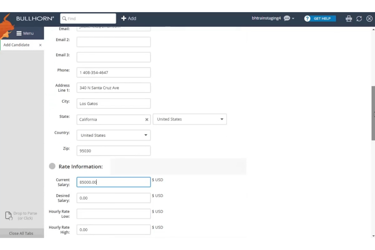 Bullhorn screenshot - Le 10 migliori alternative a Zoho Recruit recensite nel 2026