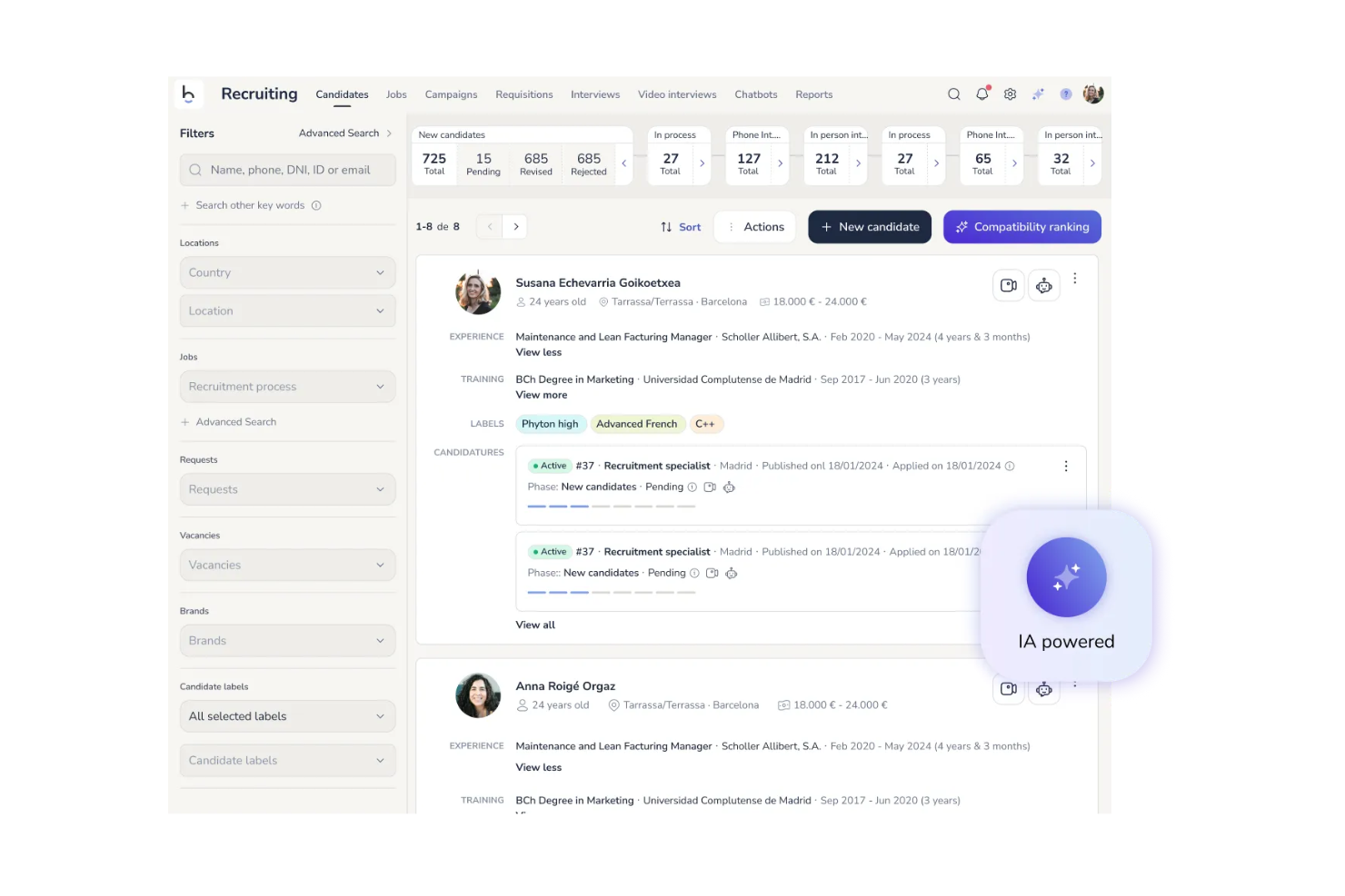 Bizneo ATS screenshot - Die 10 besten Manatal-Alternativen im Test 2026