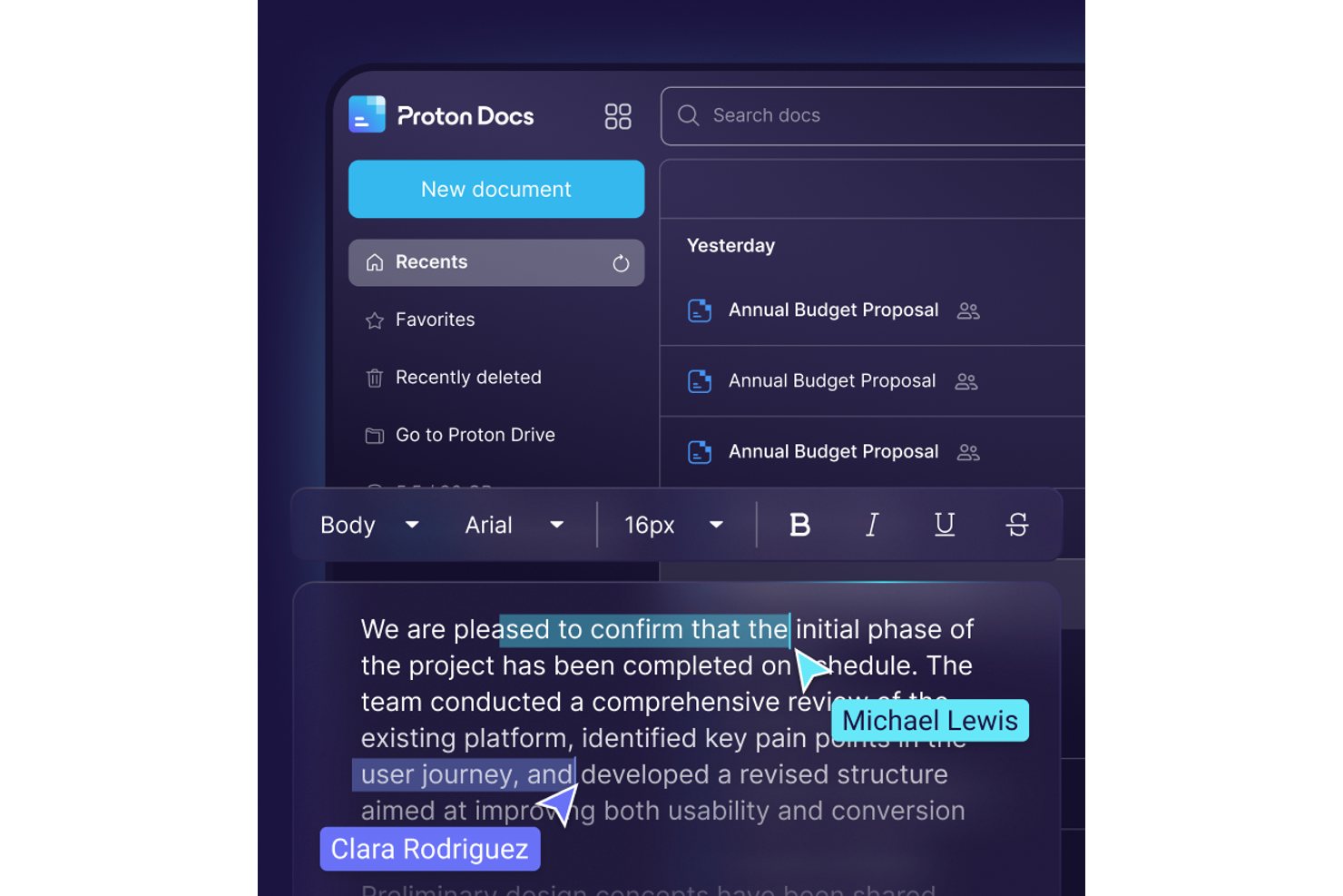 ProtonDocs screenshot - 10 bedste alternativer til Google Docs for HR-teams i 2026