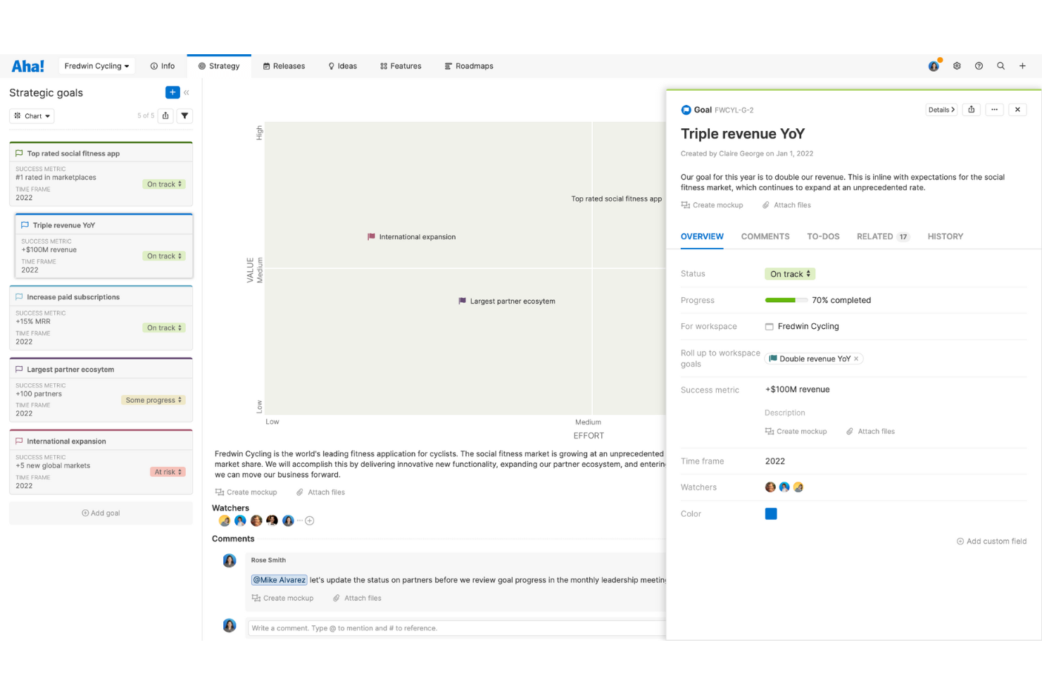 Aha! Roadmaps screenshot - 10 bedste softwareløsninger til strategisk planlægning i 2026
