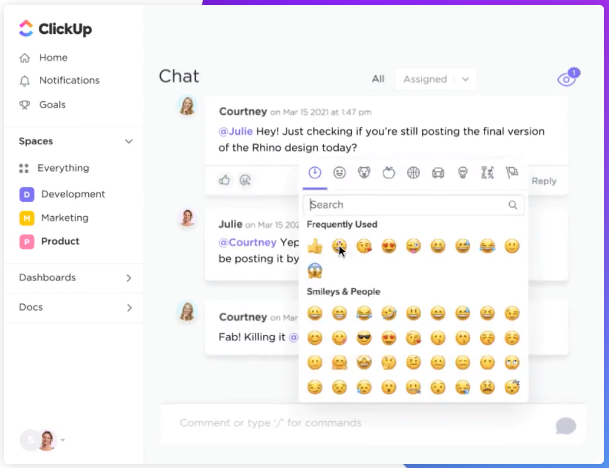 ClickUp screenshot - 10 bedste stykker software til medarbejderkommunikation i 2026