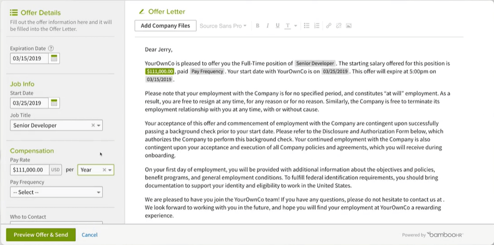 BambooHR® screenshot - 40 Best Applicant Tracking Systems (ATS) of 2025: Reviewed & Compared