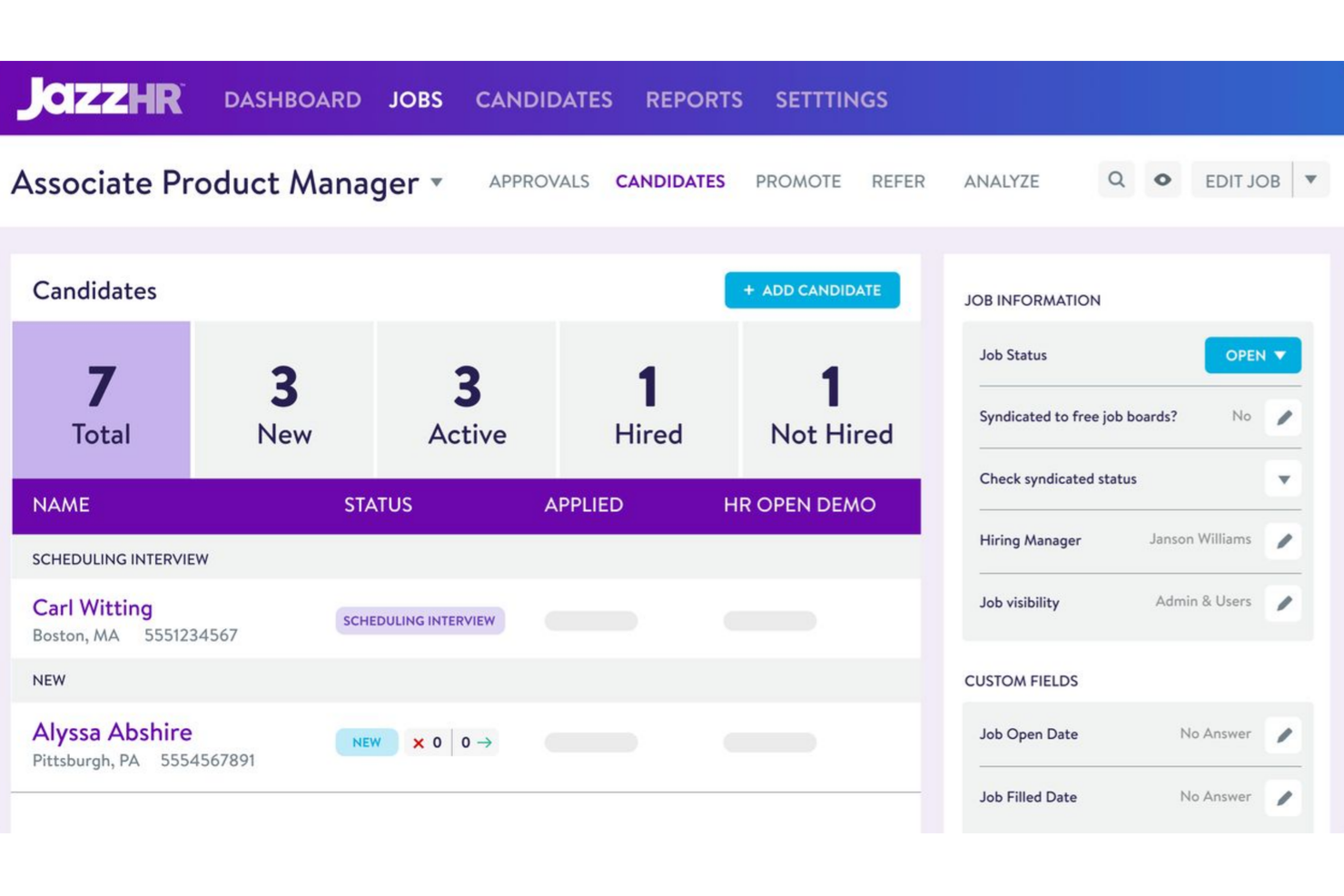 JazzHR screenshot - 40 Best HR Software of 2025: Reviewed & Compared