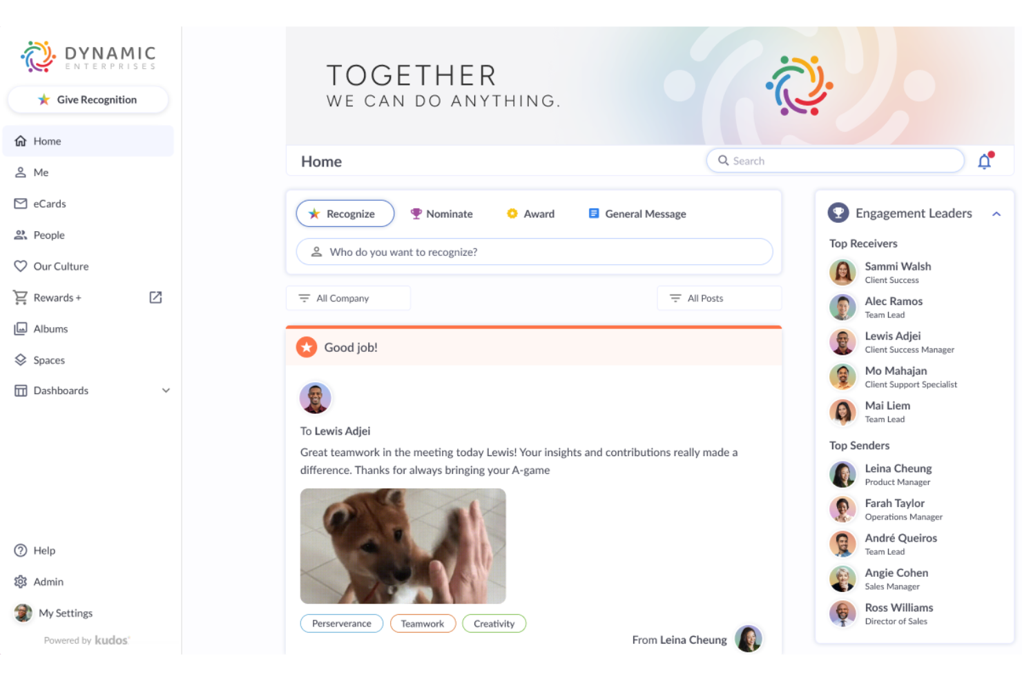 Kudos screenshot - 30 Best Employee Recognition Platforms of 2025: Compared