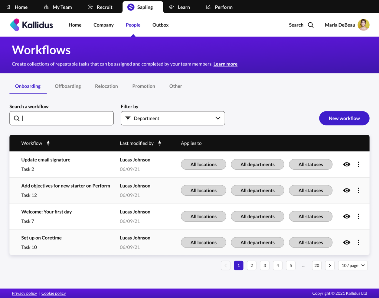 Kallidus Sapling screenshot - 28 Best Cloud HR Software: Reviewed & Compared for 2025