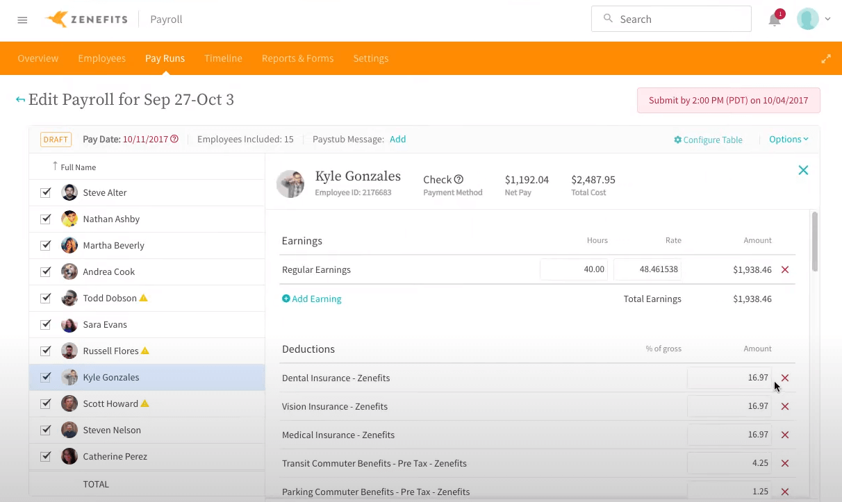 Zenefits screenshot - 34 Best Payroll Companies of 2025: Reviewed & Compared