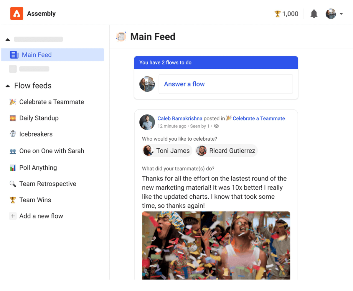 Assembly screenshot - 30 Best Employee Recognition Platforms of 2025: Compared