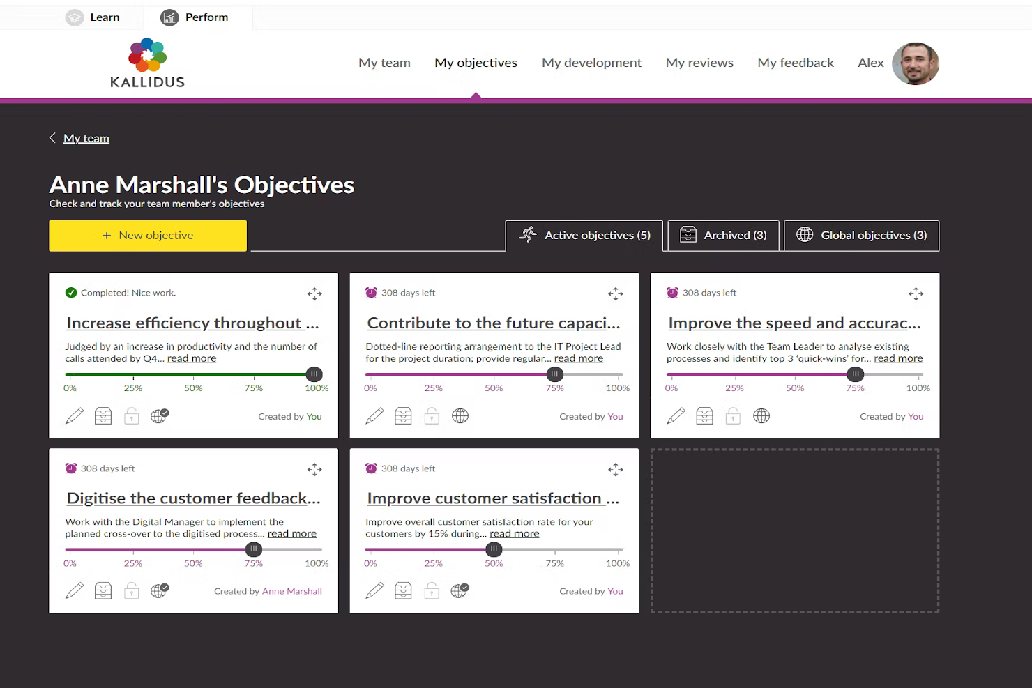 Kallidus Perform screenshot - 40 Best Performance Management Software & Tools of 2025