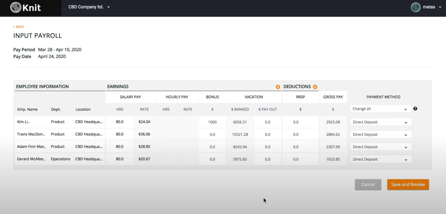 Knit screenshot - 20 Best Canadian Payroll Software Reviewed for 2025