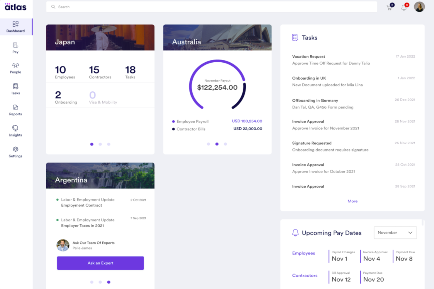 Atlas HXM screenshot - 30 Best Global Payroll Service Providers of 2026