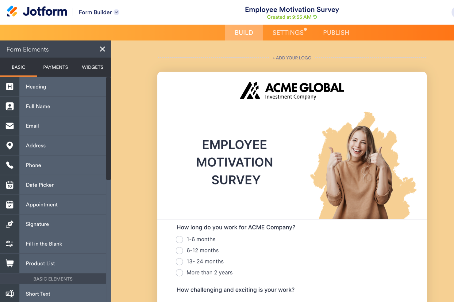 Jotform screenshot - 40 Best Employee Survey Tools of 2025 for Staff Feedback