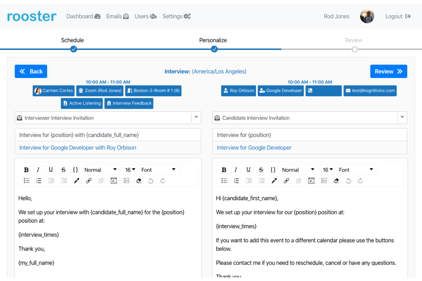 Rooster screenshot - 20 Best Interview Scheduling Software For Hiring Support In 2025