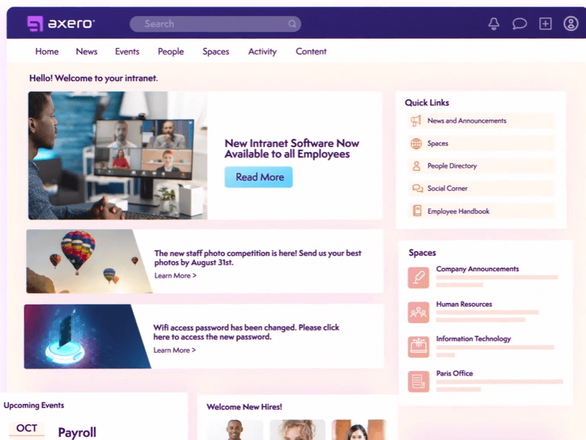 Axero screenshot - 15 Best Online Collaboration Tools For Teams In 2024