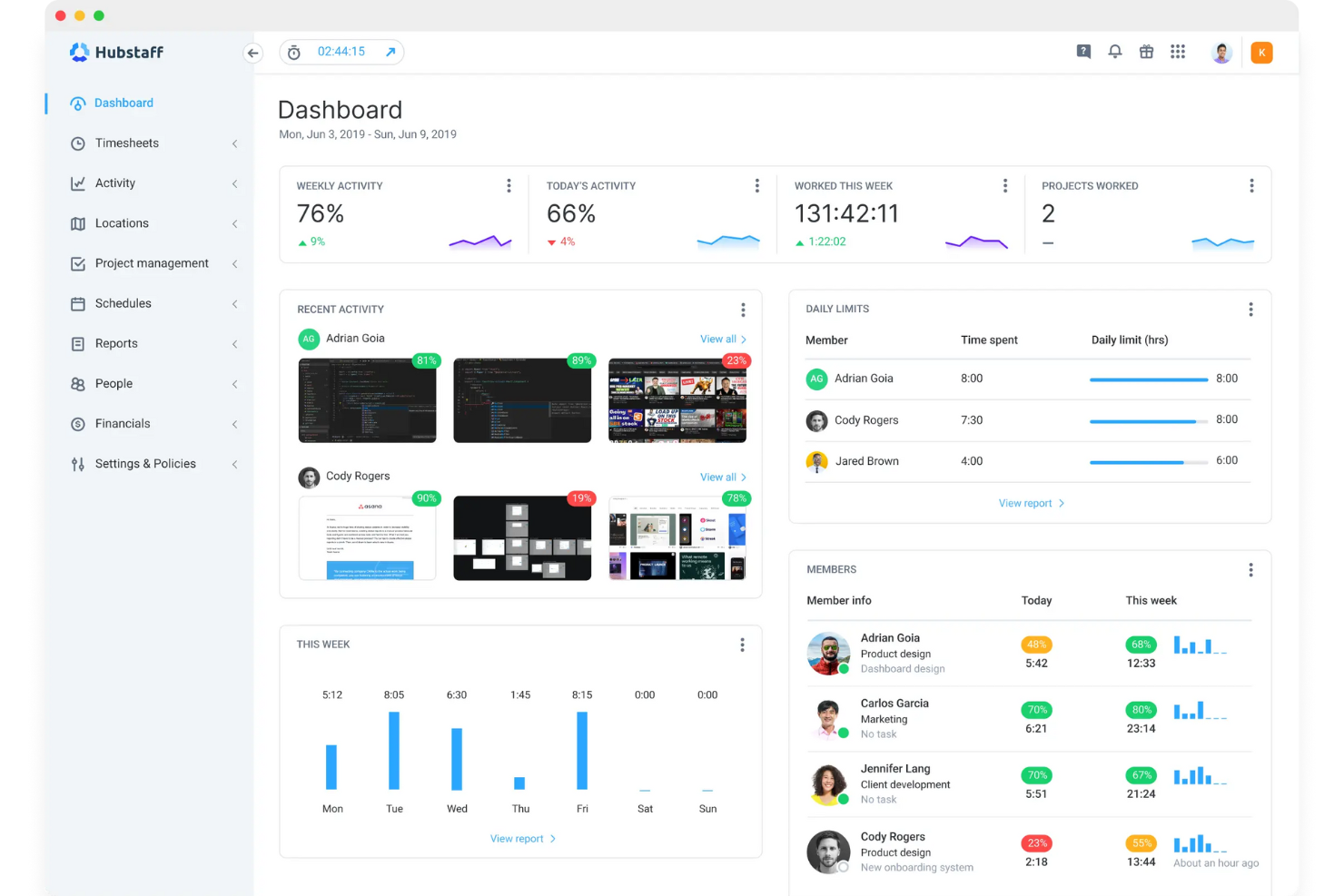 Hubstaff screenshot - 24 Best Remote Employee Monitoring Software (2025)