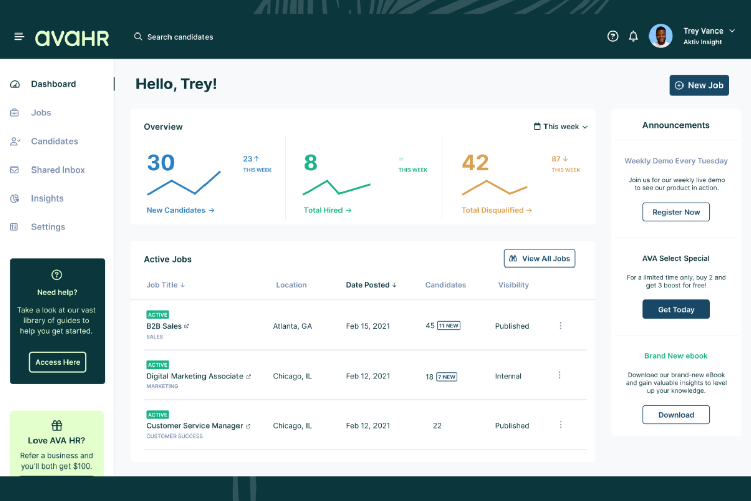 AvaHR screenshot - 20 Best ATS For Small Businesses In 2026