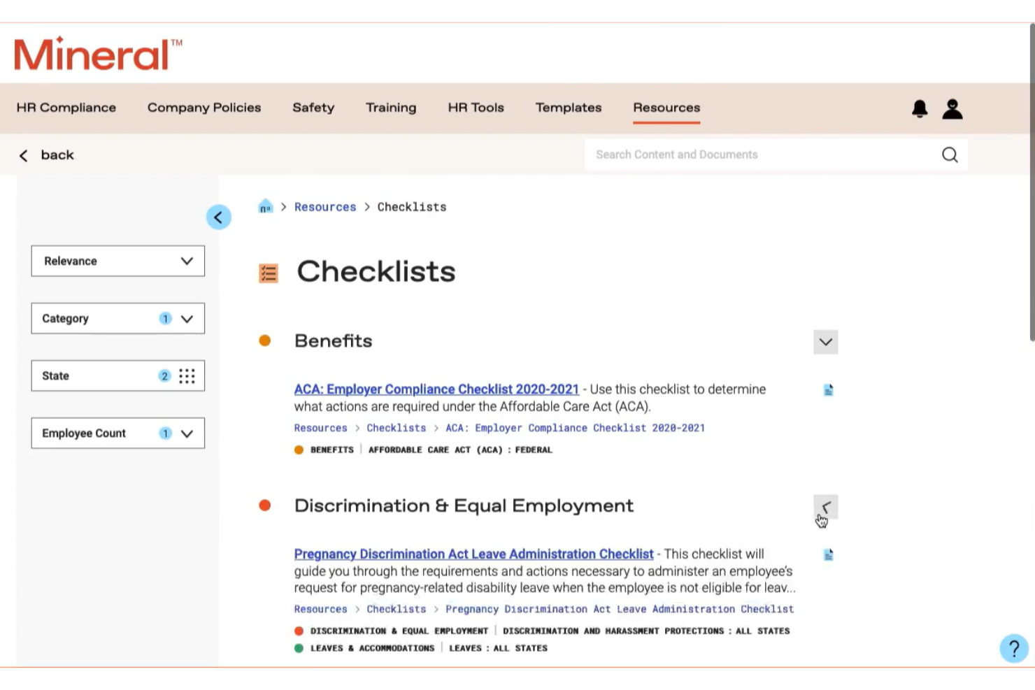 Mineral screenshot - 30 Best HR Compliance Companies & Services of 2026