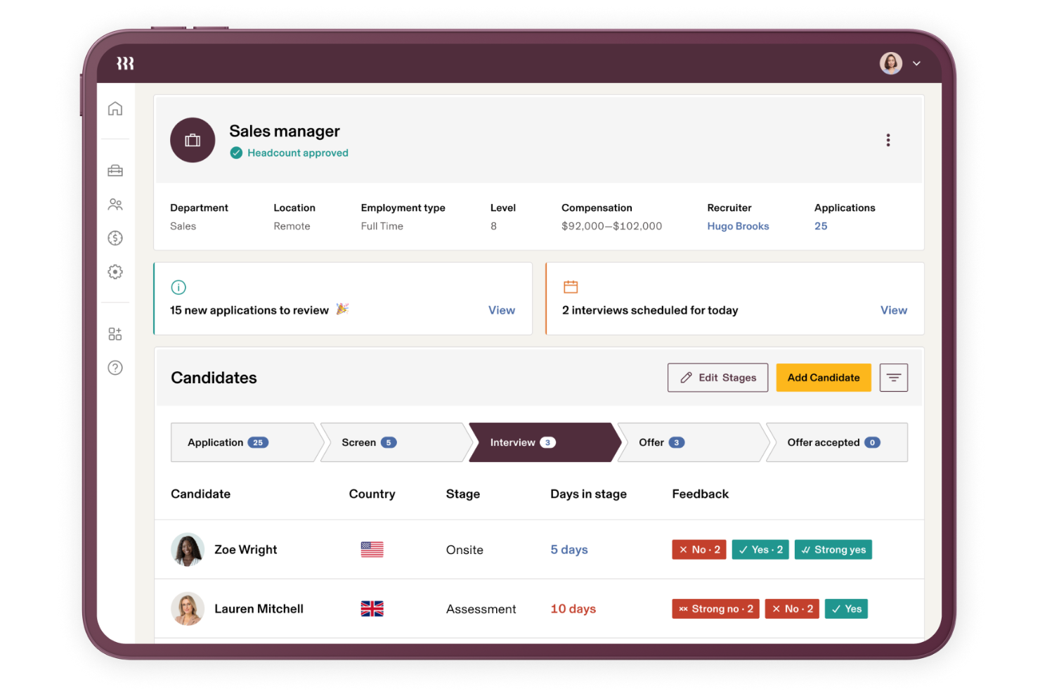 Rippling screenshot - 32 Best Recruitment Software for Small Businesses in 2025