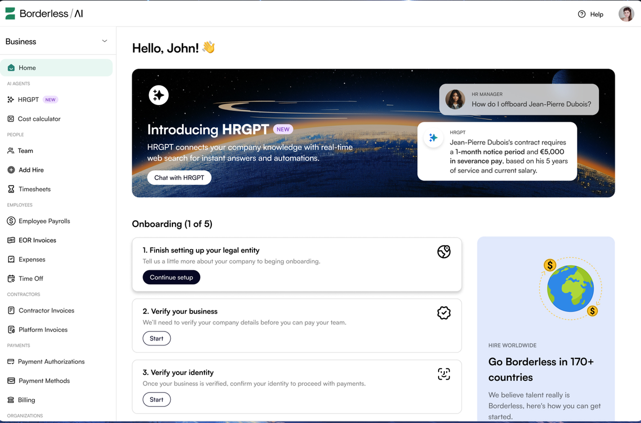 Borderless AI screenshot - 23 Best Employer of Record in Brazil: Reviewed in 2026