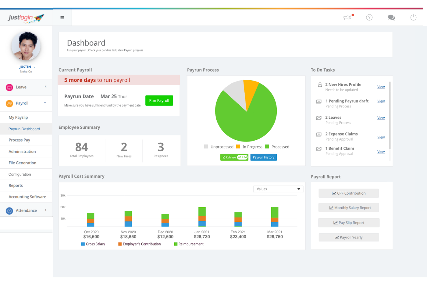 JustLogin screenshot - 17 Best Stand Alone Payroll Software of 2025: Reviewed
