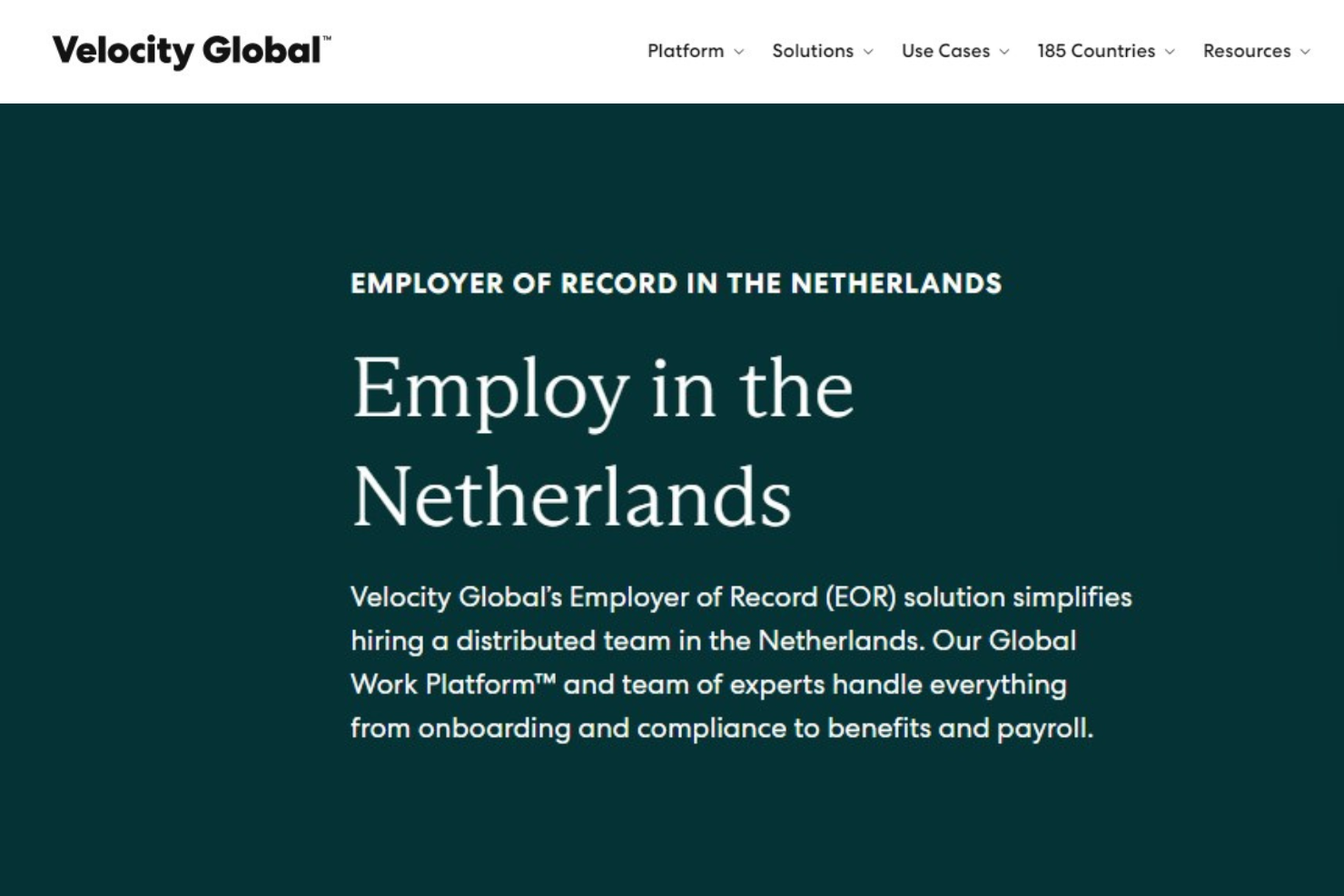 Velocity Global screenshot - 26 Best Employer of Record in the Netherlands in 2025