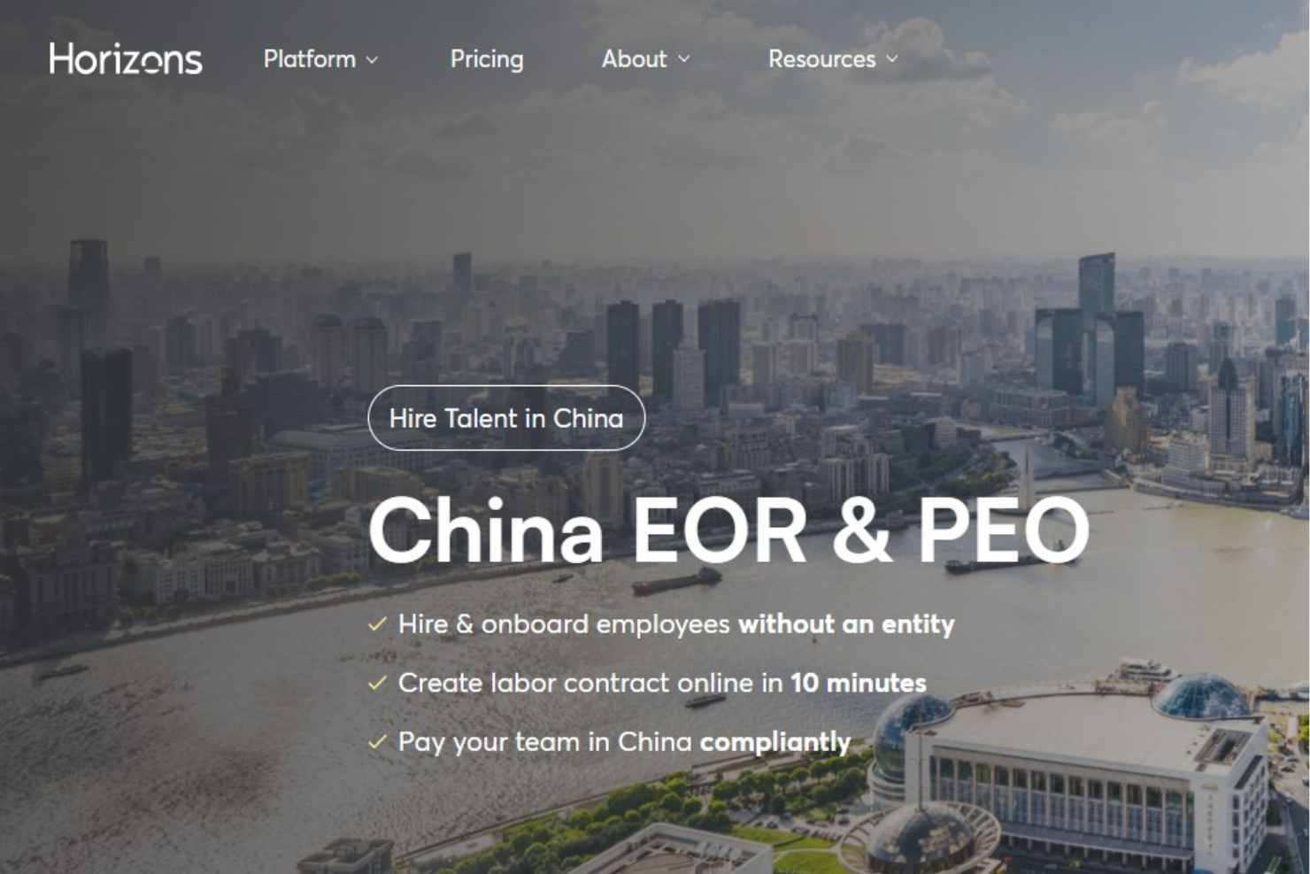 Horizons screenshot - 26 Best Employer of Record in China: Reviewed in 2026