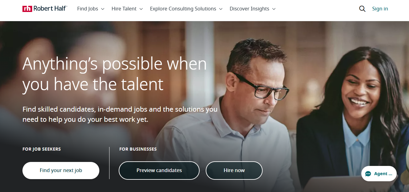 Robert Half screenshot - 18 Best Recruitment Agencies Reviewed in 2025