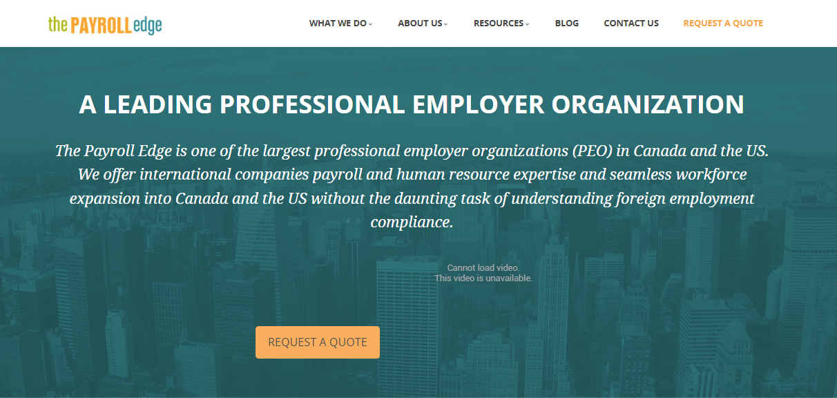 The Payroll Edge screenshot - Top 20 Canadian PEOs for Business Growth 2025