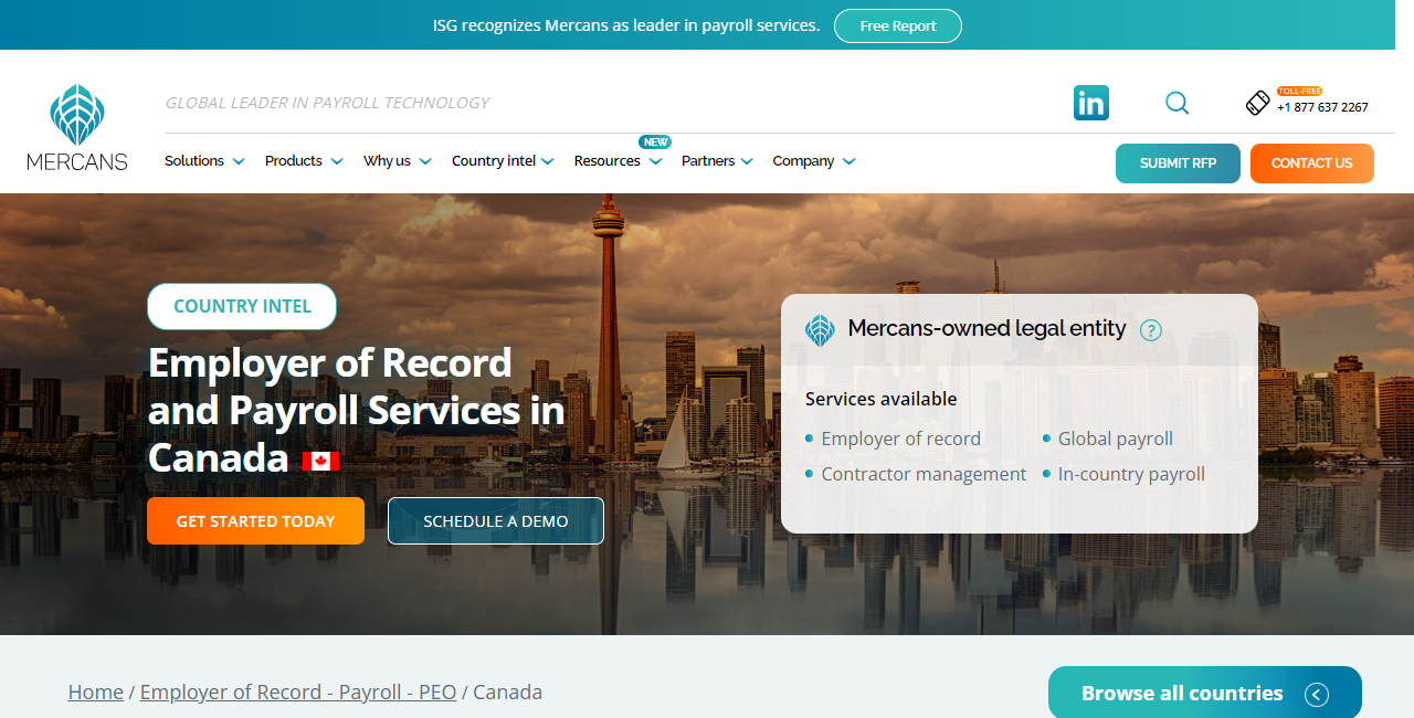 Mercans screenshot - Top 20 Canadian PEOs for Business Growth 2025
