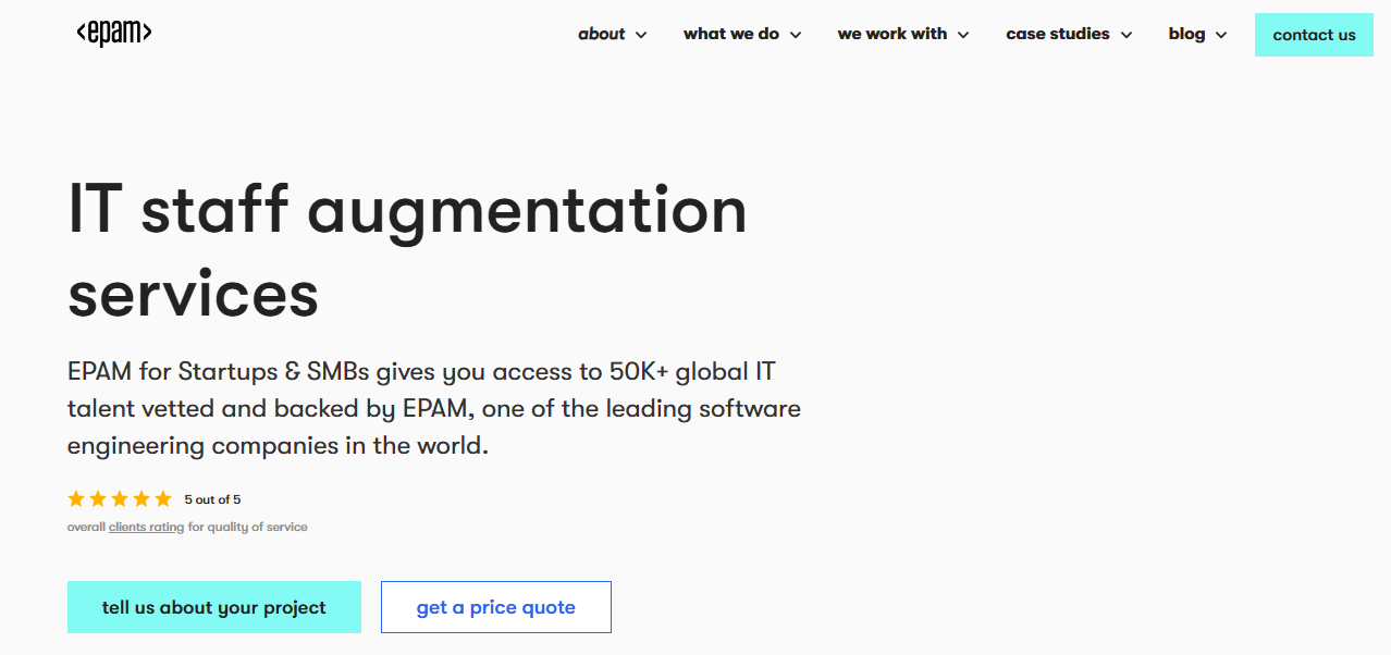 EPAM screenshot - 17 Best Staff Augmentation Providers Reviewed in 2026