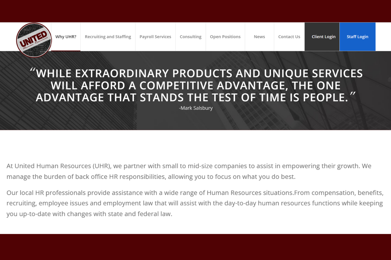 United Human Resources screenshot - 14 Best HR Consulting Firms Minneapolis Reviewed in 2025