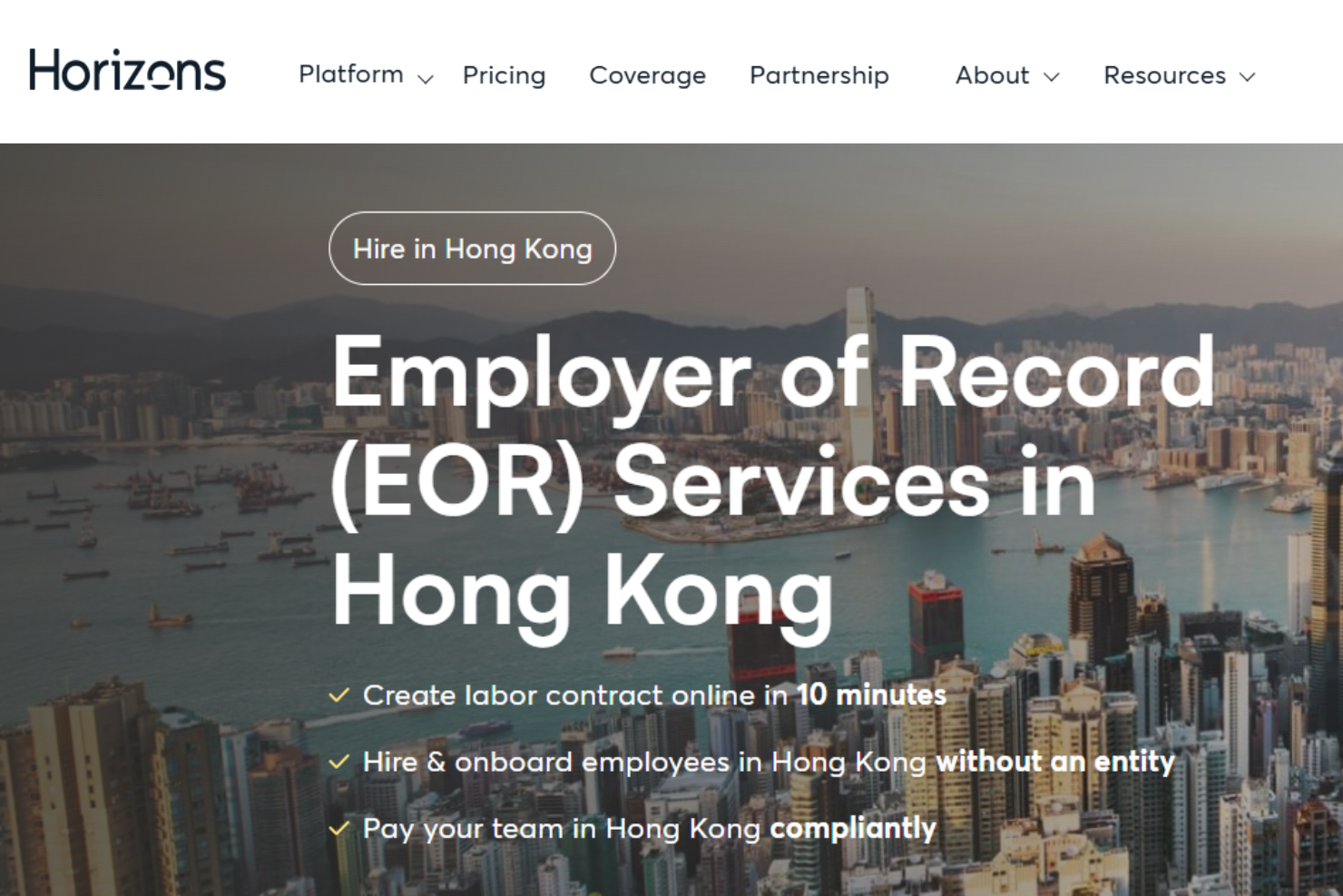 Horizons screenshot - 20 Best Employer of Record in Hong Kong: Reviewed in 2026