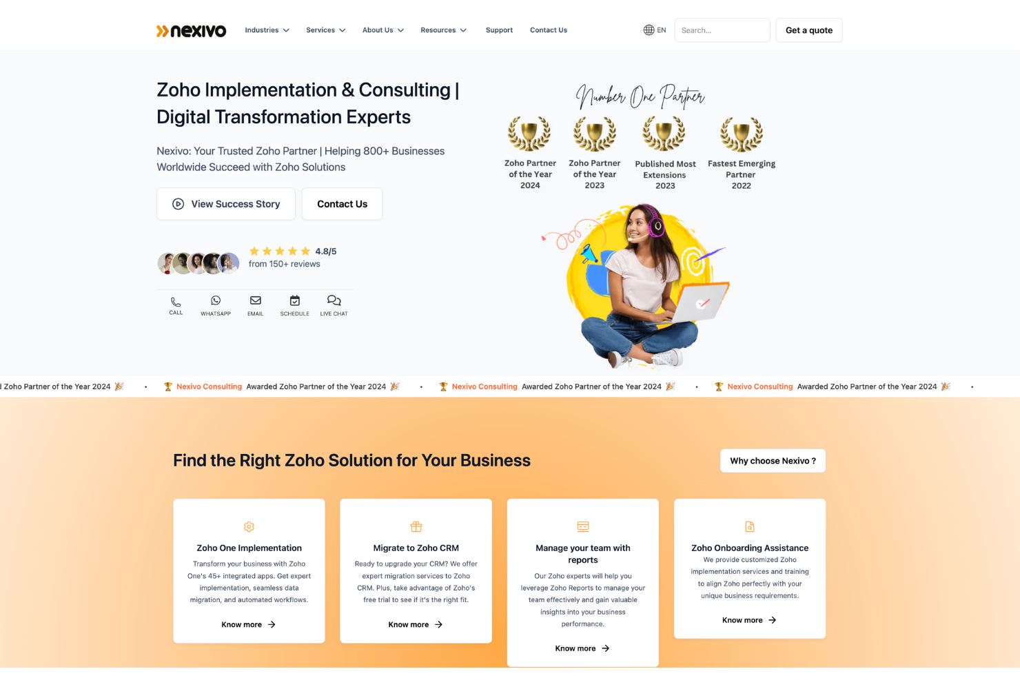 Nexivo screenshot - Top 20 Zoho People Partners for 2026