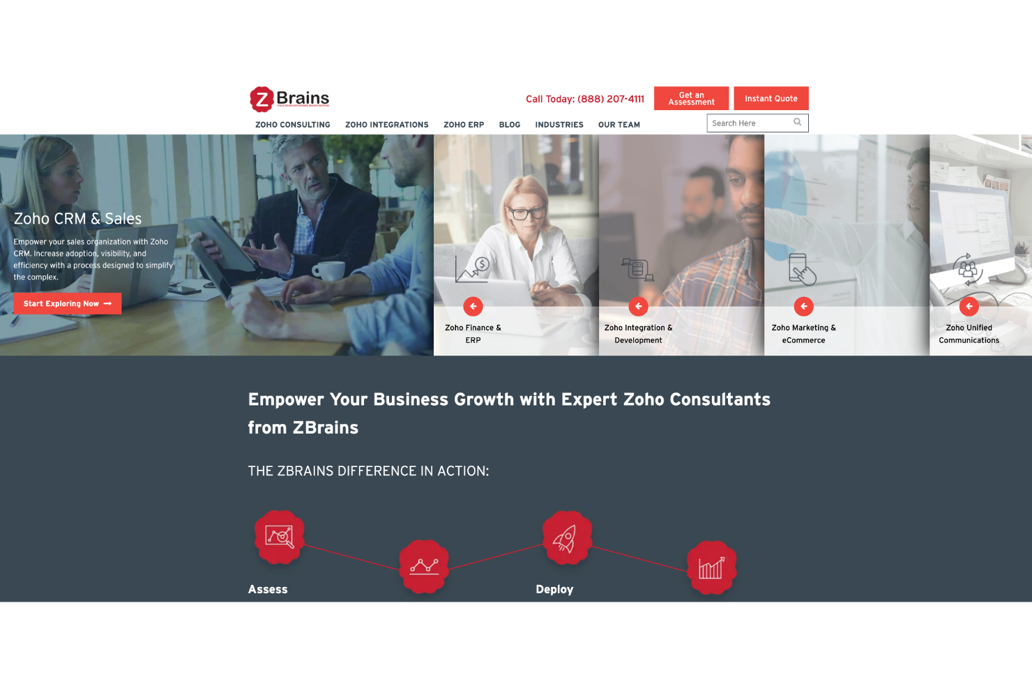 ZBrains screenshot - Top 20 Zoho People Partners for 2026