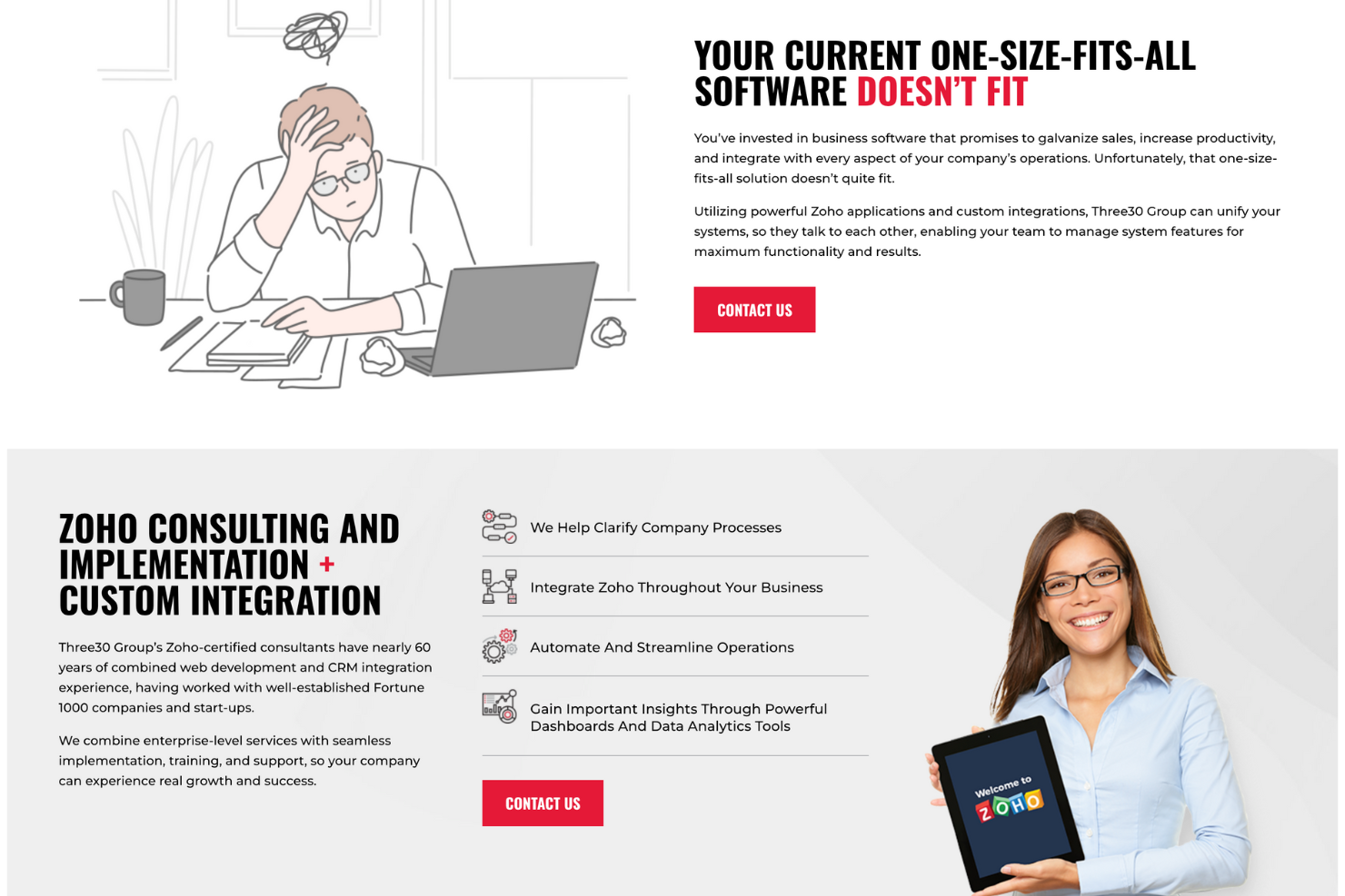 Three30 Group screenshot - Top 20 Zoho People Partners for 2026