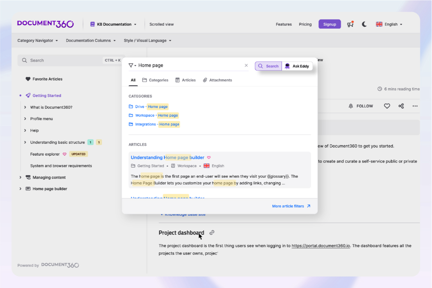 Document360 screenshot - 16 Best AI Knowledge Management Software Reviewed in 2026