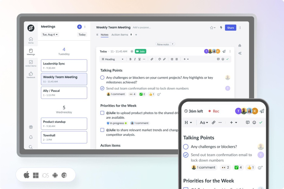 Fellow screenshot - 20 Best AI Meeting Assistant Tools Reviewed in 2026